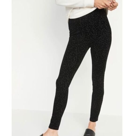 OLD NAVY Stevie High Rise Pant Flocked Black Leopard Large - Picture 1 of 8